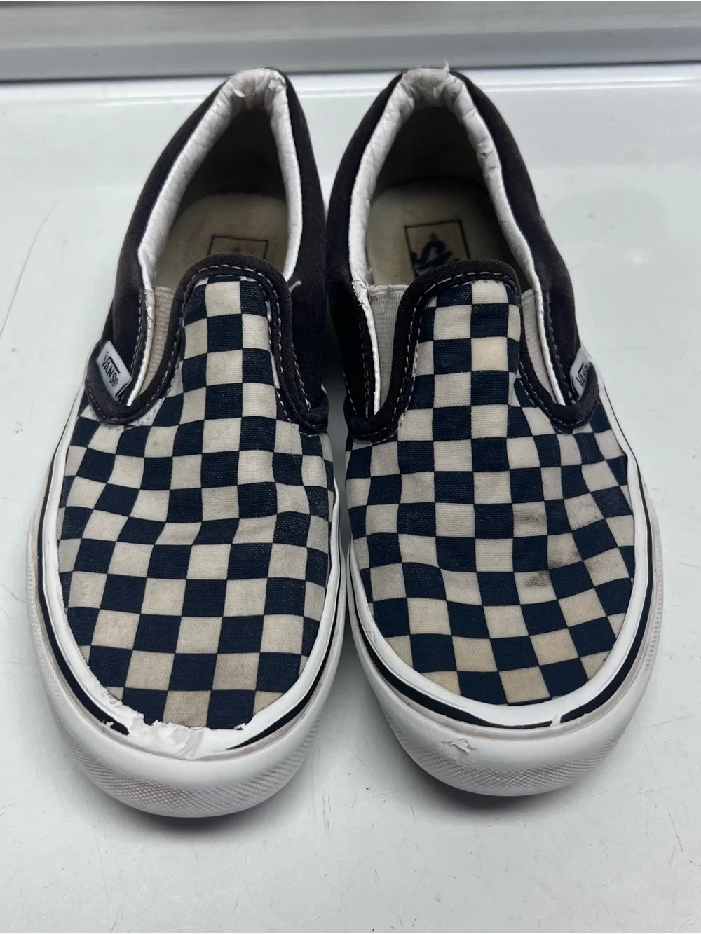 Vans Kids Slip-On Checkerboard Sneakers - Black & White Size 3 US Kids